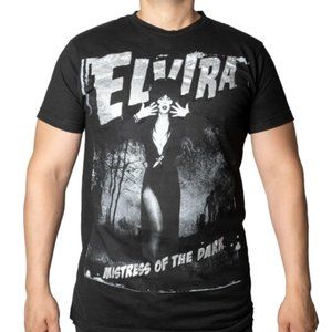 Elvira Grey Metallic Graphic Jumbo Print Zombie T-Shirt Tee S-M-L-XL-2XL-3XL NWT